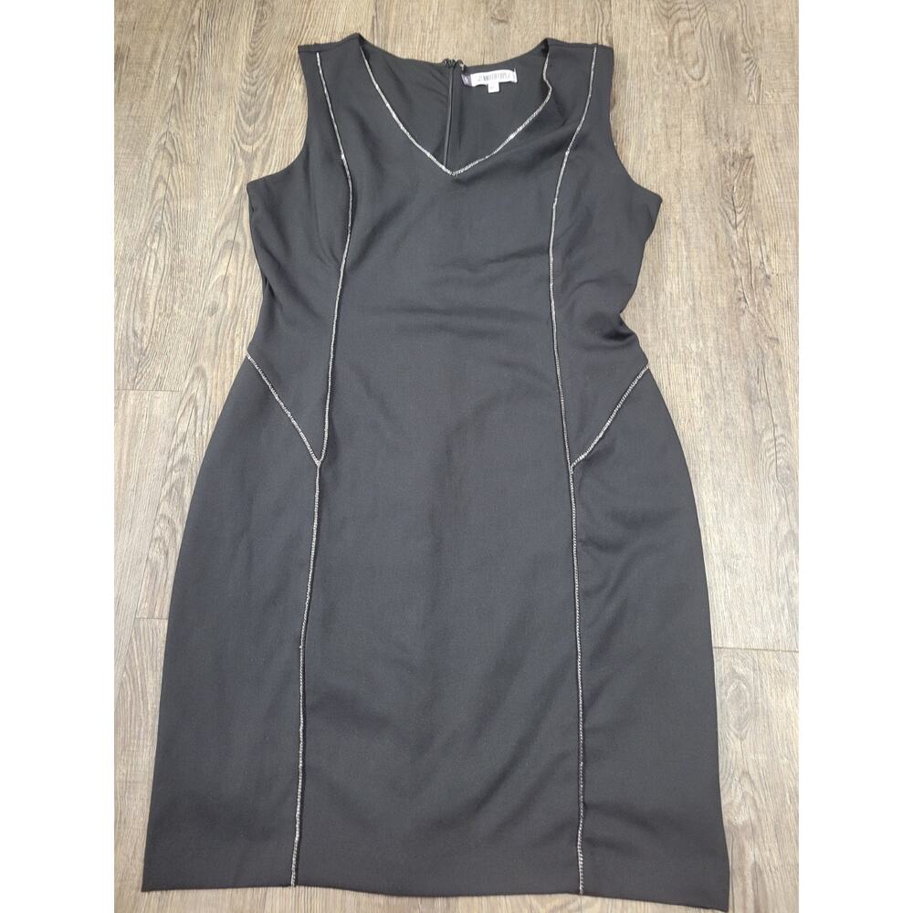 Jennifer Lopez Black Fitted Chain Dress Sleeveless Size 14 V Neck